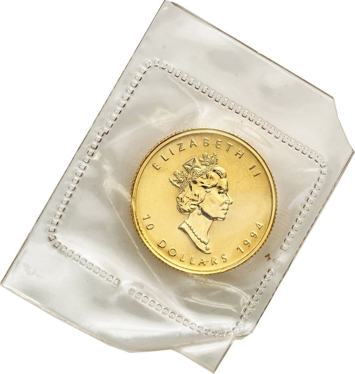 Kanada. Elżbieta II 10 Dolarów 1994 LIŚĆ KLONOWY – 1/4 uncji złota